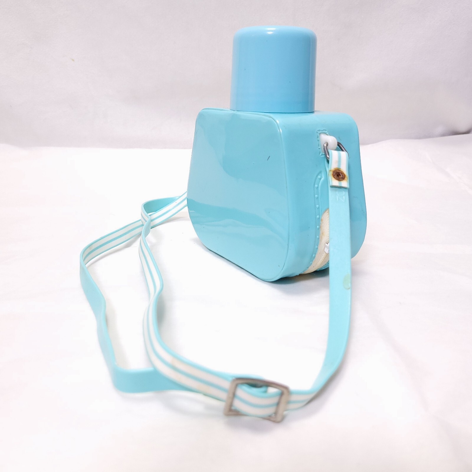 RARE 1980s Mickey Polka Dot Blue Vinyl Canteen Vintage Water Bottle CLEAN Mini