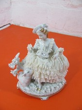Unterweissbach Porzellanfigur Tüll Figur Dame mit Schaf Nr 8321 2 (E 84)