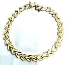 STUNNING Real 14k Yellow Gold Heart Shaped Pattern Bracelet For Women 7 " long