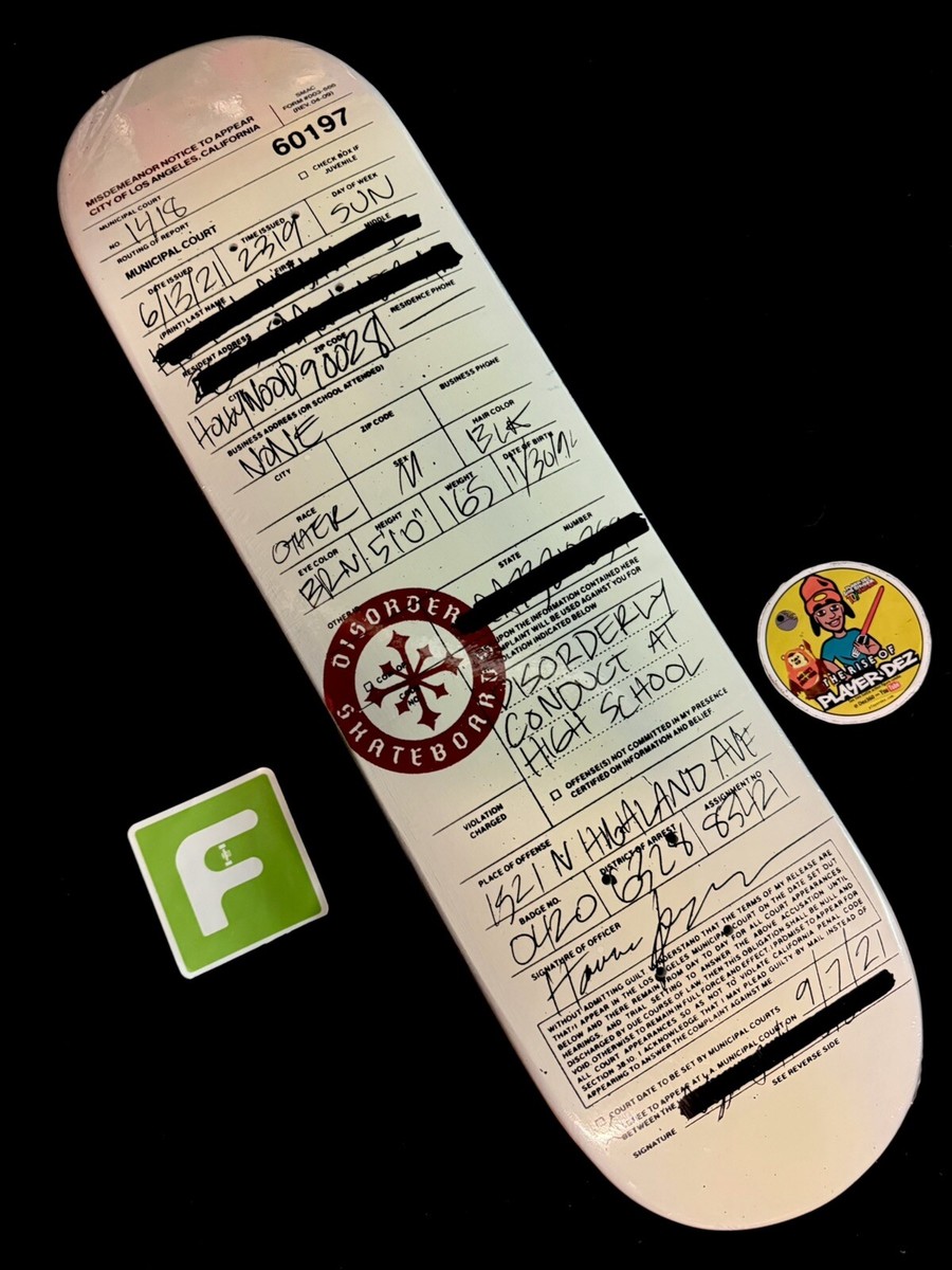 RARE Nyjah Huston Disorder Skateboard Deck Disorderly RARE Nyjah Huston Disorder Skateboard Deck Disorderly