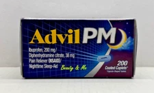 Advil PM Ibuprofen 200mg, 200 Coated Caplets *Pain Reliever, Nighttime Sleep Aid