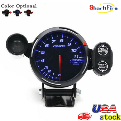 3.5Inch Car Tachometer Gauge Kit LED Auto Meter Shift Light+Stepping Motor RPM