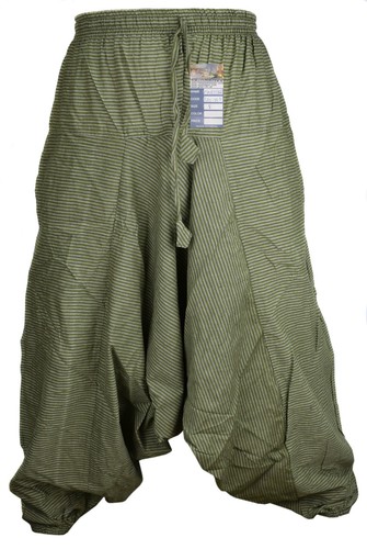 Pantalones Aladdin ligeros de algodón a rayas para hombre harén pierna ancha - Imagen 8 de 10
