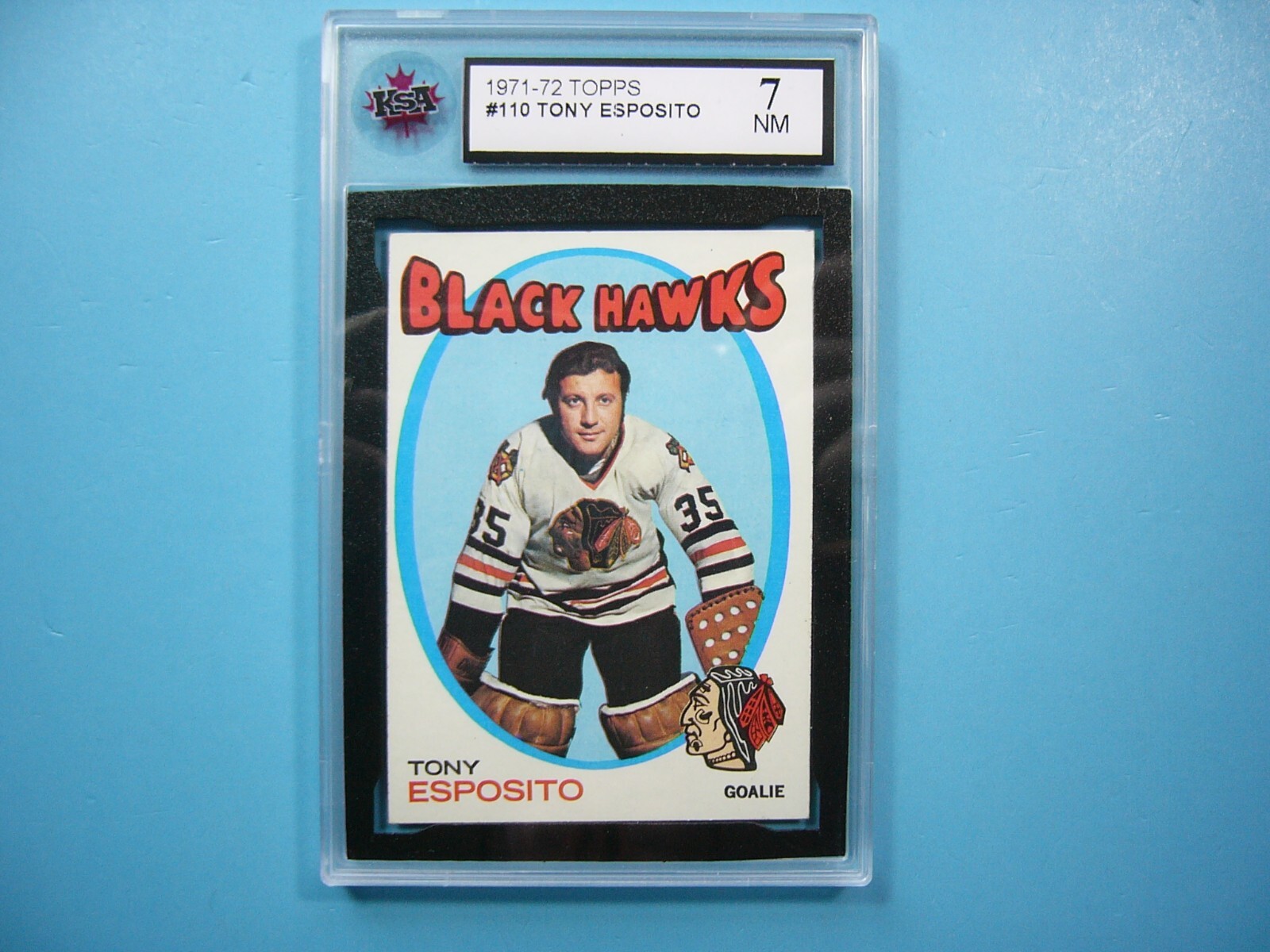 1971-72 Topps NHL Hockey Card #110 Tony Esposito KSA 7 NM Sharp Condition