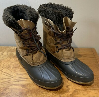 Bottes de neige femme Sorel blaireau cuir caoutchouc taille