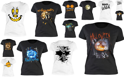 Halloween T-Shirt für Damen - Kostüm Shirt Mädchen / Frau Halloween Kürbis Top