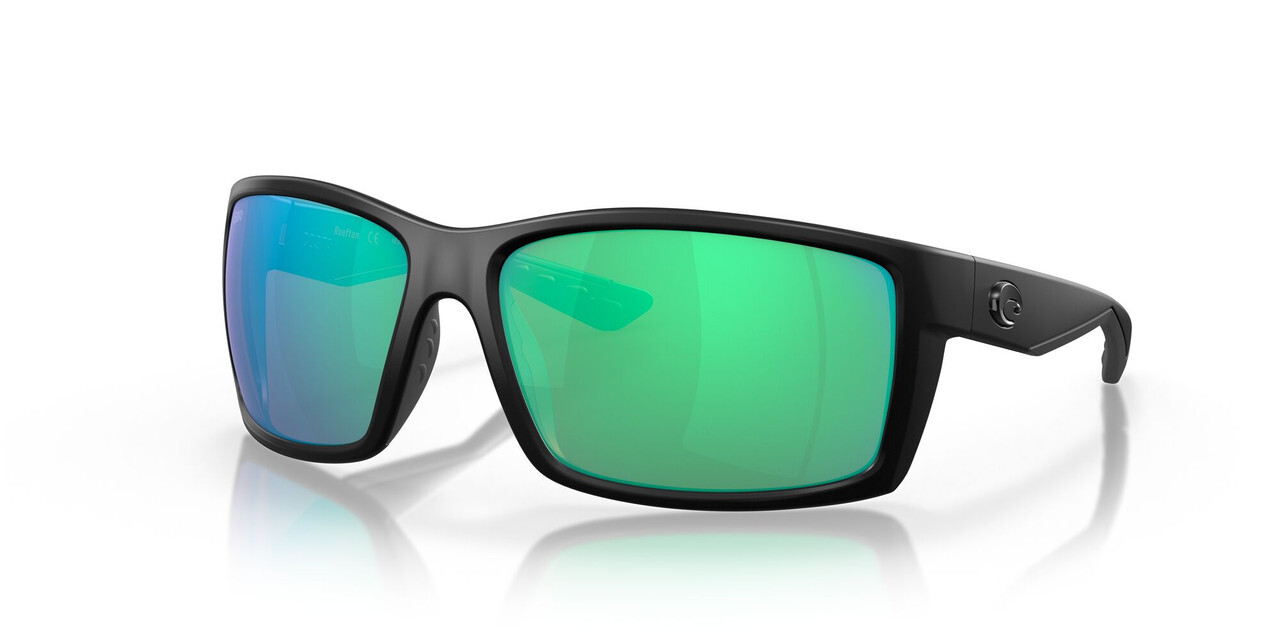 Costa Del Mar Reefton Unisex Sunglass in Black/Polarized Green Mirror 580G 64 mm