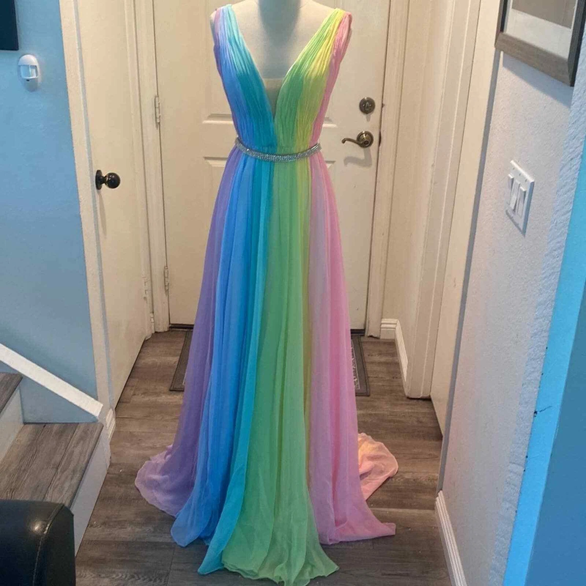 rainbow prom dress