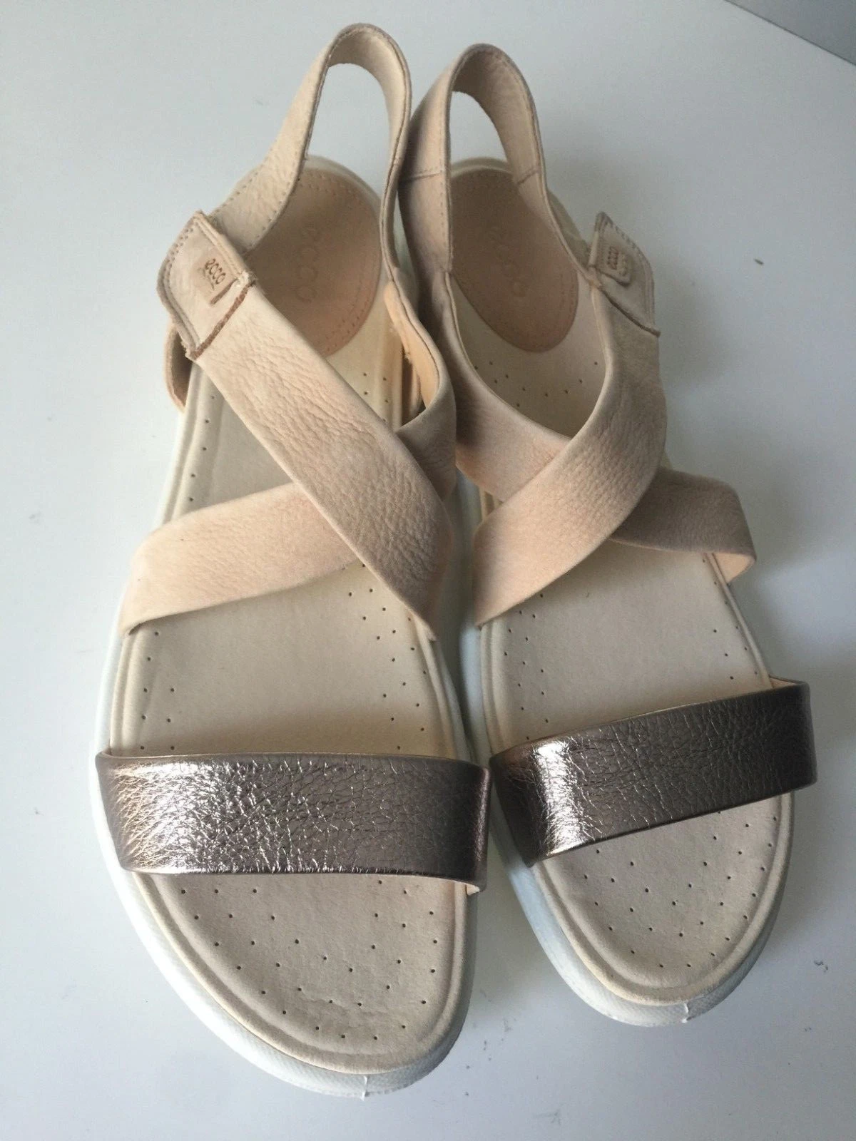 Sandali aperti casual Ecco Damara grigio caldo pelle cipria cinturino tacco 42 11