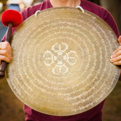 GONG 18 Zoll für Klangheilung, Meditation, handgefertigte Handschnitzerei...