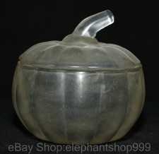 4.4" Rare Old Chinese Dynasty Palace Crystal Carved Pumpkin Lid Jar Pot