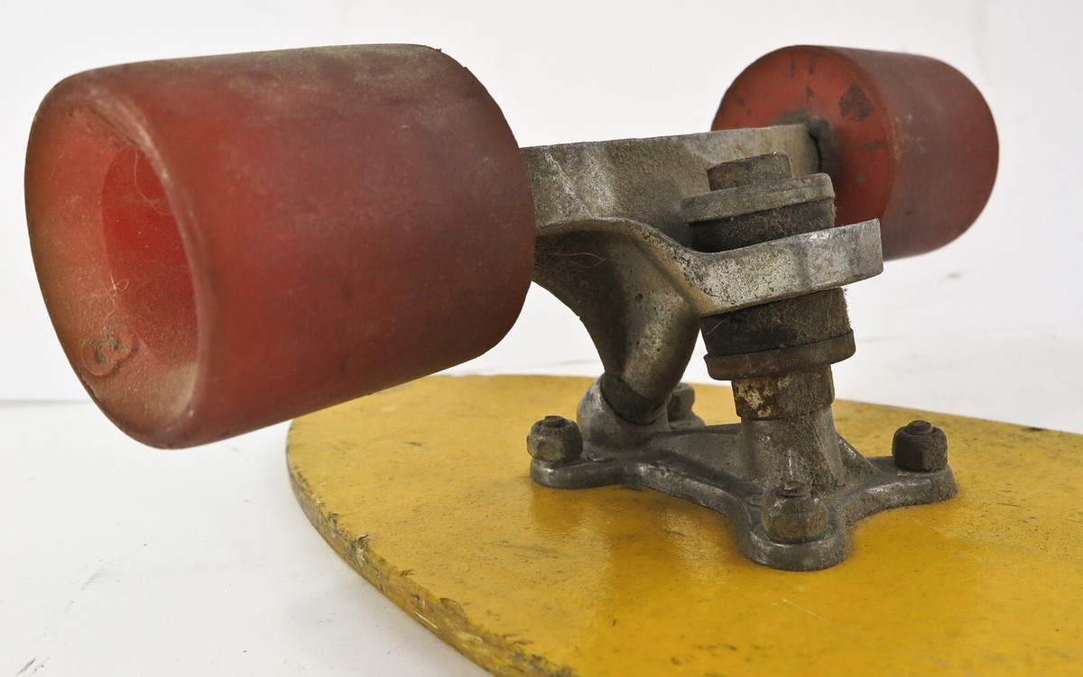 Vintage 1970s Yellow Fiberglass Skateboard 26-1/2