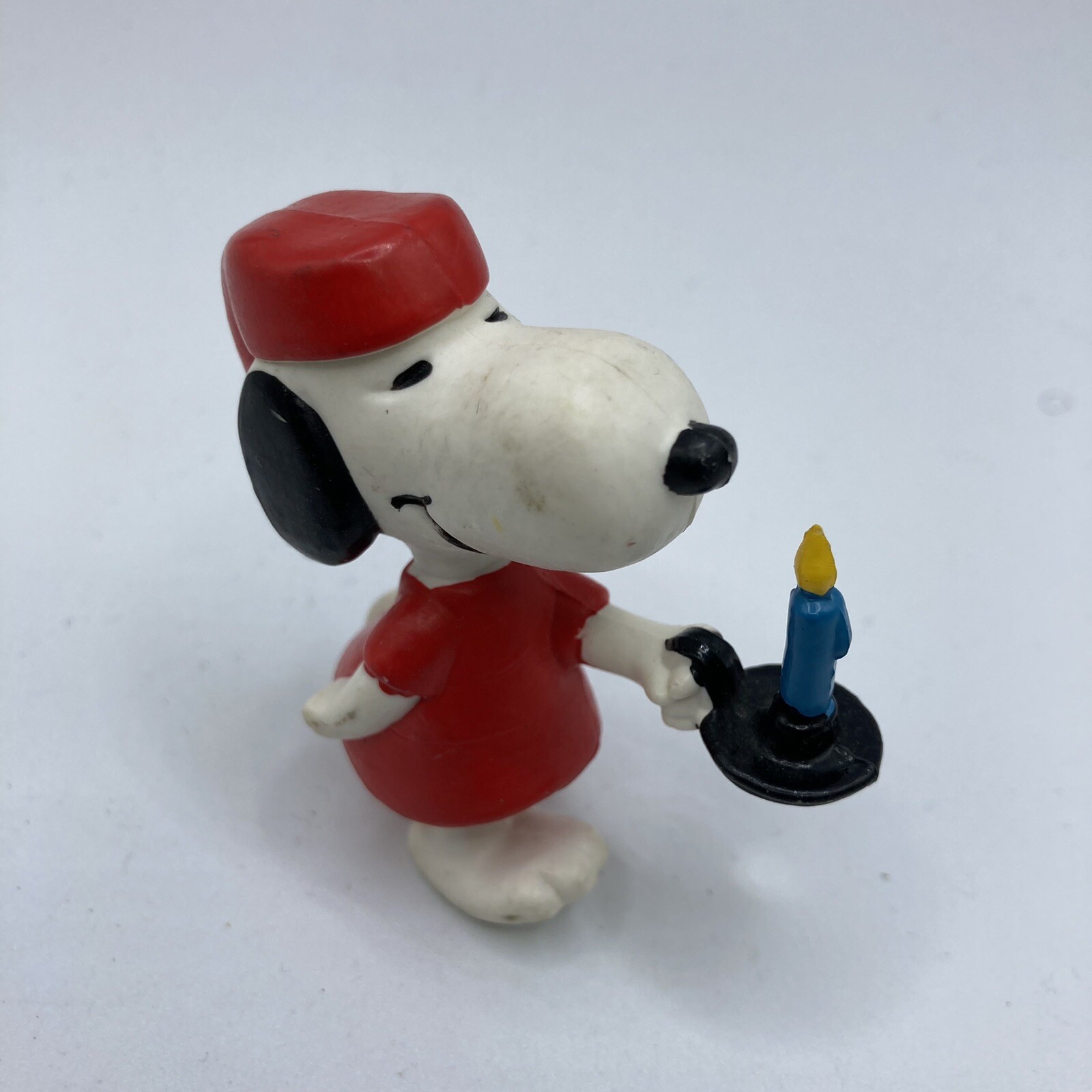 Vintage Snoopy Peanuts Christmas Nightshirt Holding Candle Figure