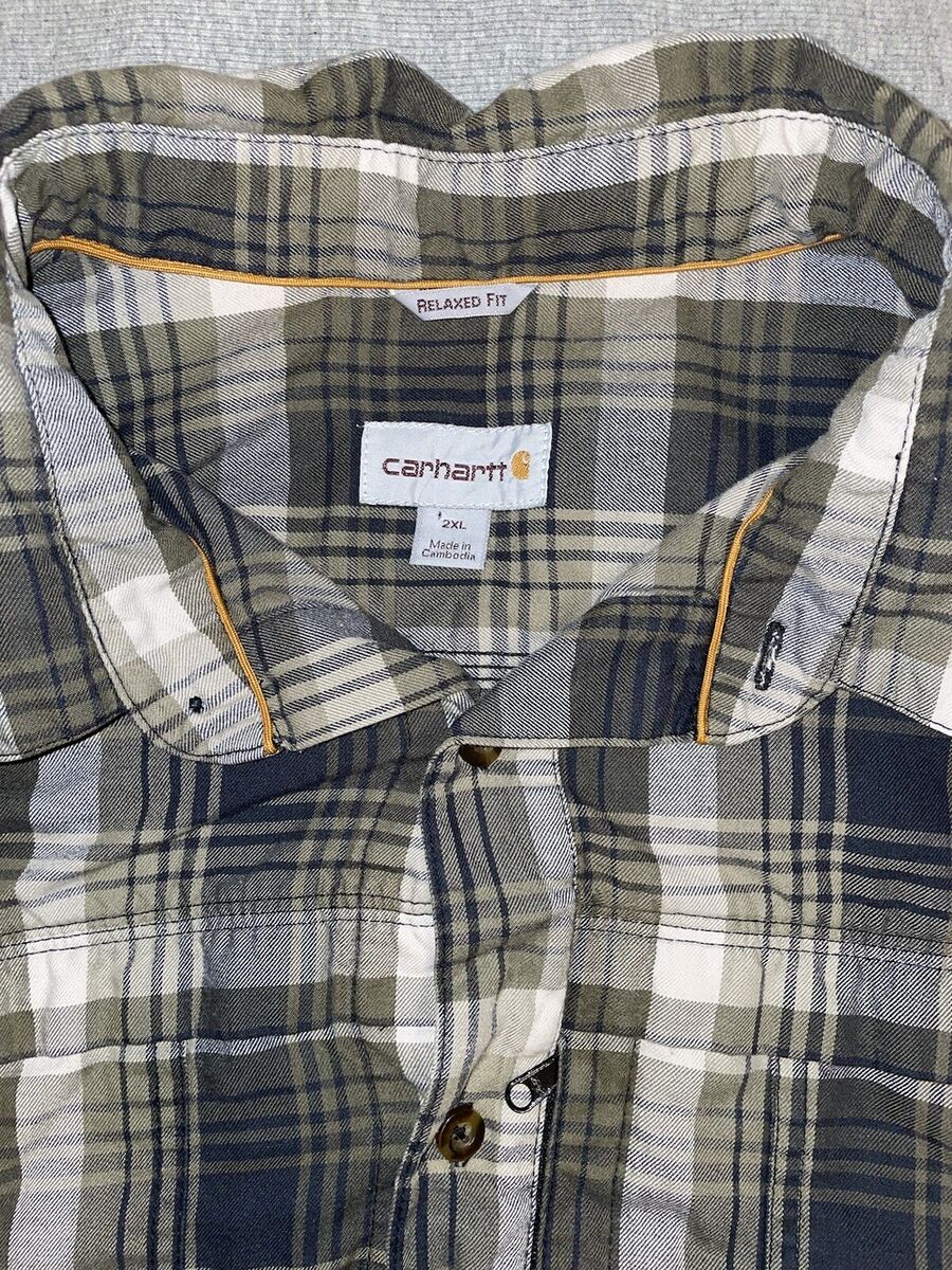Carhartt 2XL Men's Relaxed Fit Plaid Flannel Workwear Shirt Carhartt 2XL Men's Relaxed Fit Plaid Flannel Workwear Shirt
