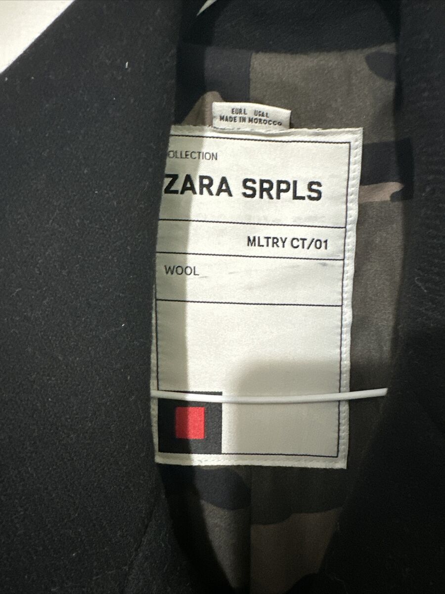 ZARA SRPLS MILITARY WOOL COAT BLACK & CAMO MLTRY CT/01 MENS ZARA SRPLS MILITARY WOOL COAT BLACK & CAMO MLTRY CT/01 MENS