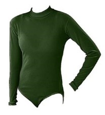 Pizzazz 8600 Women's Size Med 8-10 Forest Green Long Sleeve Turtleneck Leotard