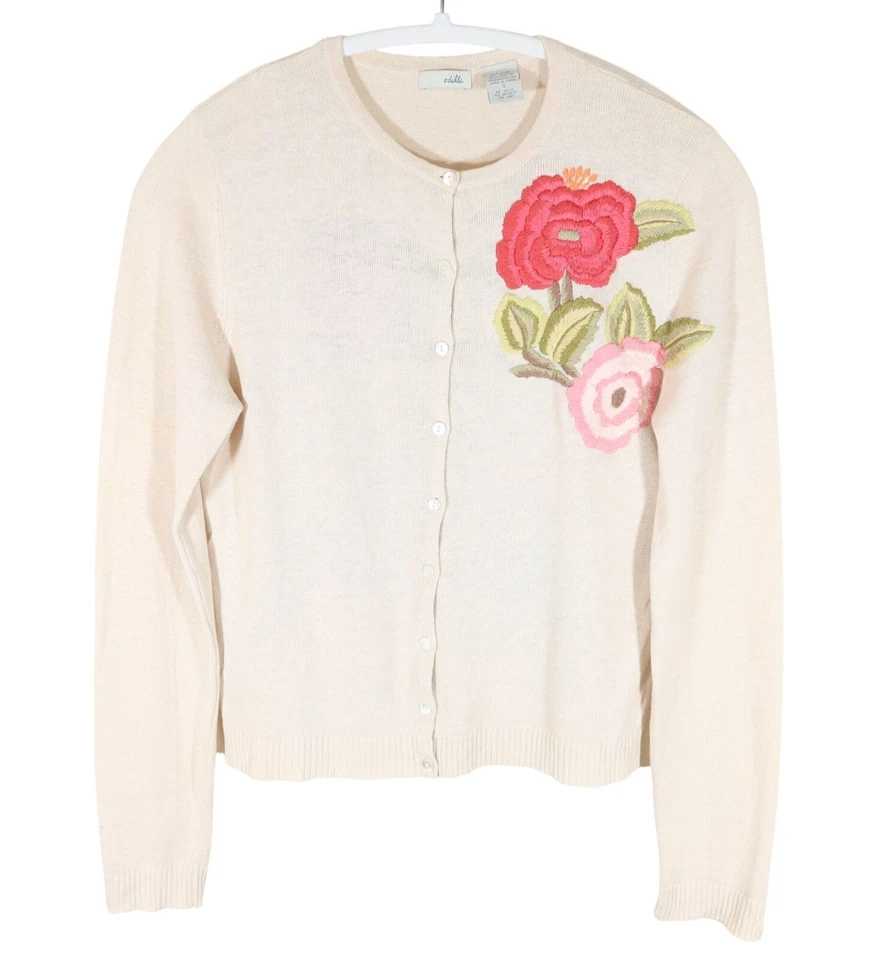 Редкий винтажный кардиган Y2K ODILLE ANTHROPOLOGIE с цветочной вышивкой павлин размер S - Изображение 2 из 4