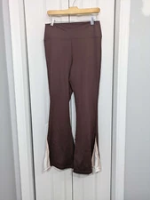 Wilo NWT Women's Size Large Wide Leg Athletic Pants Brown White Flared