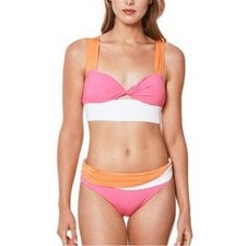 Sanctuary Colorblocked Twist Bikini Top XS  Matching Bottom Swimsuit XS BxH