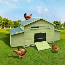 Large Wooden Chicken Coop 11.12ft²  Outdoor Hen House Poultry Cage Hutch Nest
