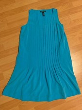 EUC Lauren Ralph Lauren Women's Pintucked Turquoise Blue Scoop Neck Dress Size 4