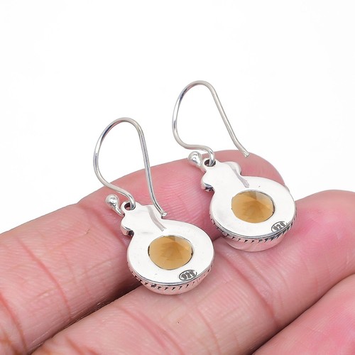 Smoky Quartz Gemstone 925 Sterling Silver Jewelry Earring, Designer Earring - Picture 4 of 4
