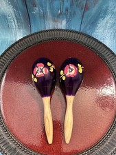 2pcs Maracas Wooden Rumba Shaker Rattle Hand Percussion Musical Instrument VTG 
