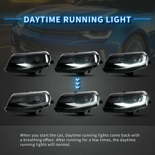 VLAND LED Headlights For 2016-18 Chevrolet Chevy Camaro LS LT SS Sequential 1Set - Picture 4 of 11