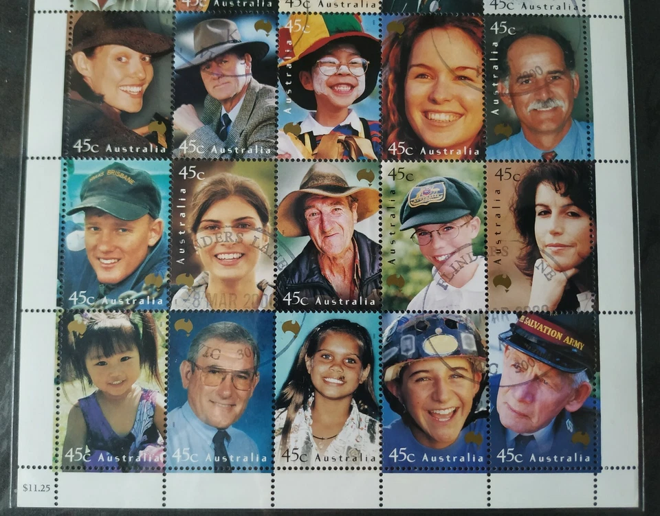 2000 Face of Australia Full Sheet Fine Used (CTO, Original Gum)澳洲人面容小版张(原胶盖销) - Image 4 of 4