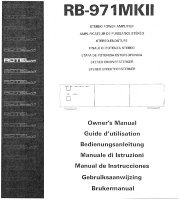 Bedienungsanleitung-Operating Instructions für Rotel RB-971 MK2 