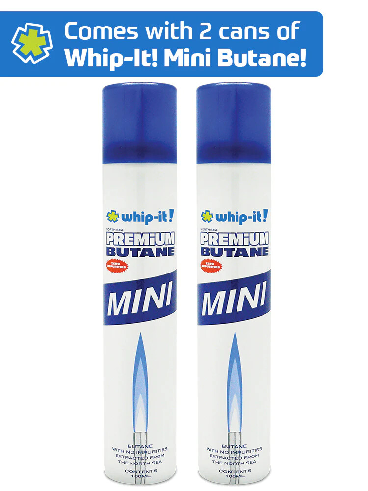 Whip It Motif DISPENSER Torch, CULINARY TORCH, CREME BRULEE + 2 cans butane