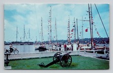 Postcard Chrome, CT, Cruising Club, America Dock, Mystic Seaport Connecticut