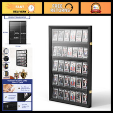 35-Card Sports Display Case - Lockable Acrylic Frame for Baseball, Football, Bas