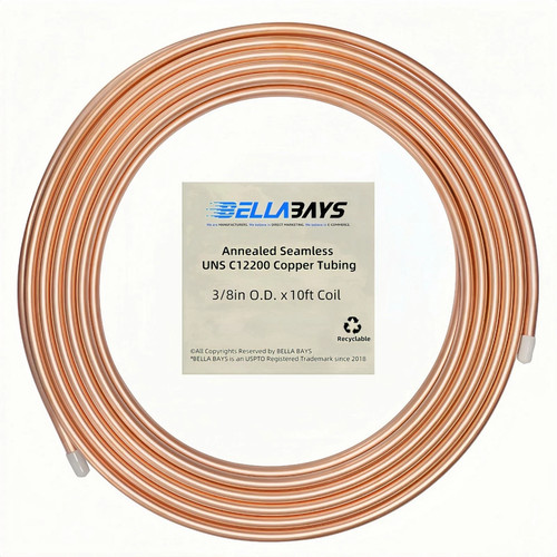 3/8" x 10ft Soft Copper ACR Refrigeration HVAC Pipe Seamless T2 Tubing