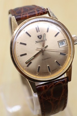 Vintage Nivada 37043 Men's 17J Manual Wind Gold Plated Watch ETA