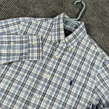 Ralph Lauren Shirt Mens Small Blue Plaid Long Sleeve Button Down Classic Fit