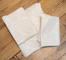 Ralph Lauren Tan Champagne Paisley Queen Flat Sheet 2 Pillowcases