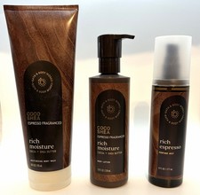 Bath Body 3 Piece Cocoa Shea Rich Espresso Body Wash, Lotion And Mist New