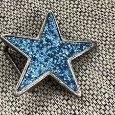 Vintage Blue Glitter Star Belt Buckle