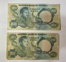 Nigeria 2No 20 Naira Banknotes (probably 1980s)