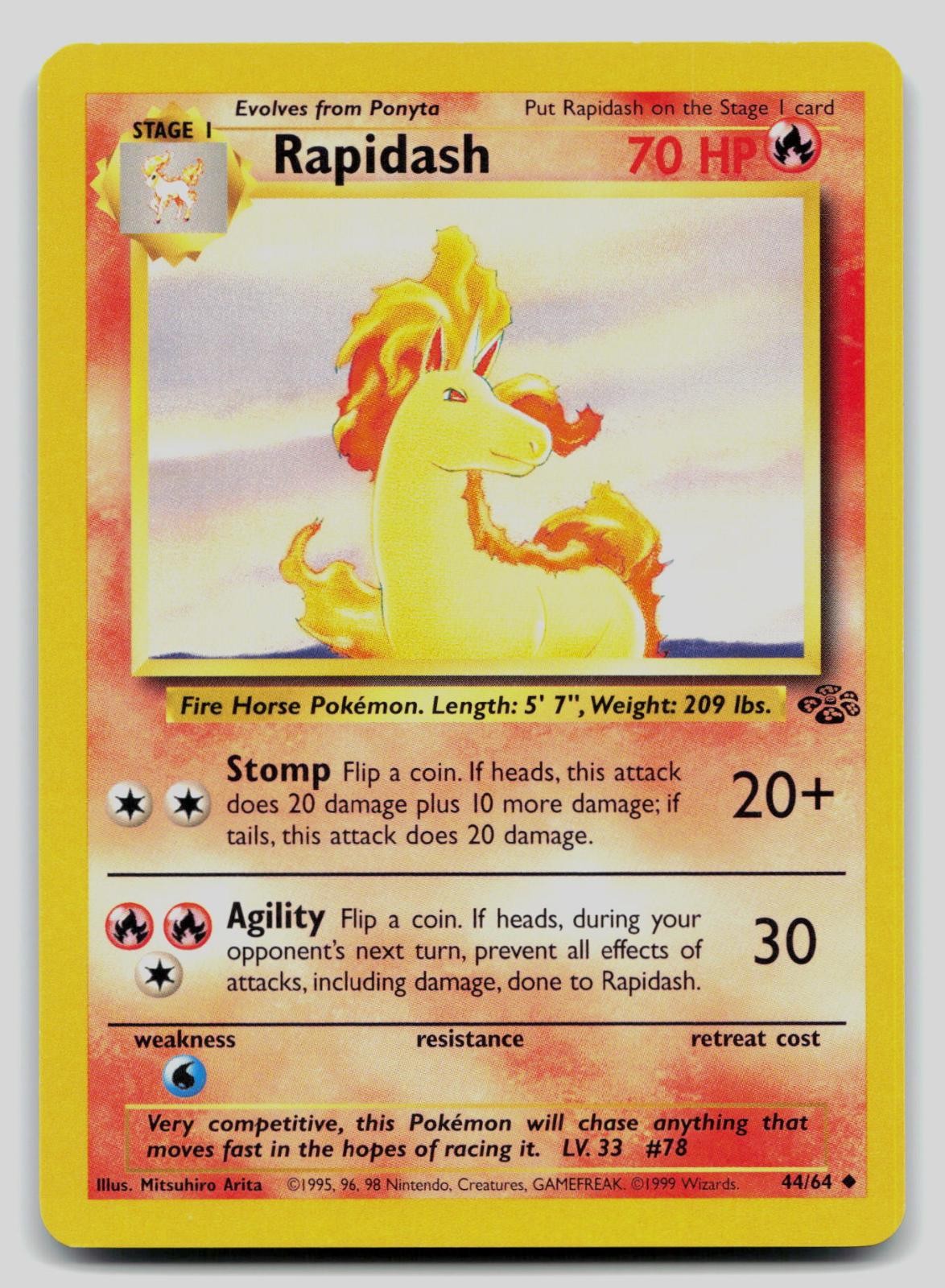 Rapidash 44/64 Uncommon Jungle Pokemon Unlimited Lightly Played