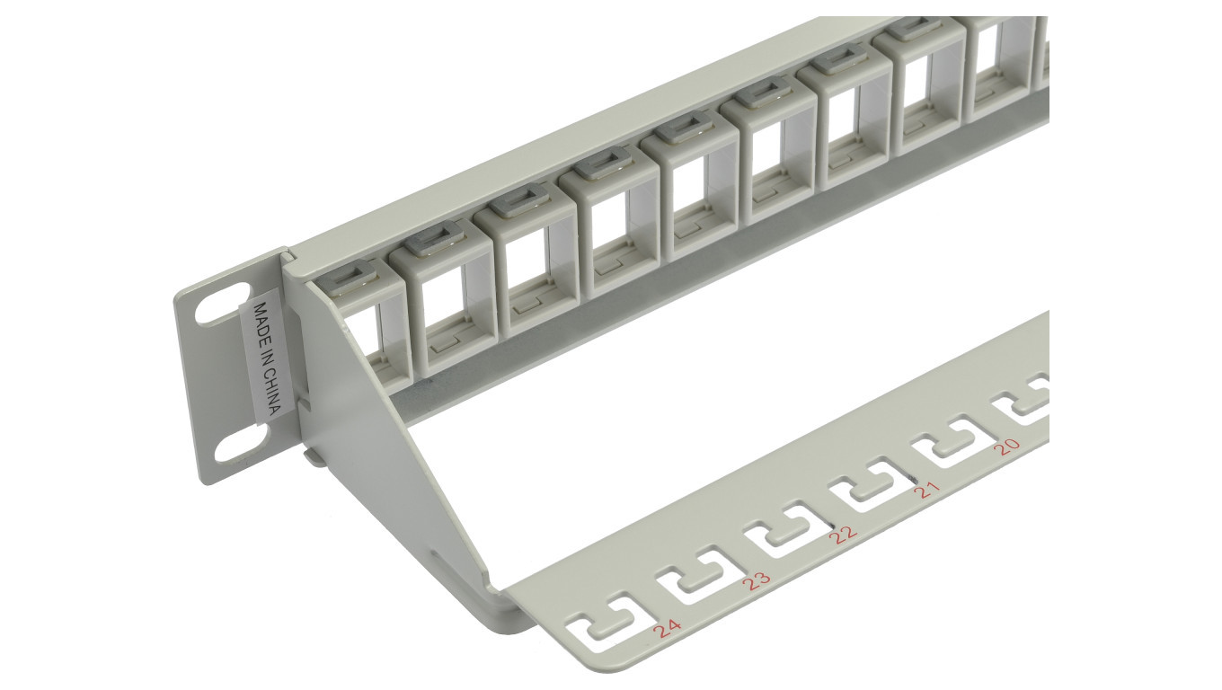 Коммутационная панель pusty RACK 19 1U на 24 модуля keystone UTP szary