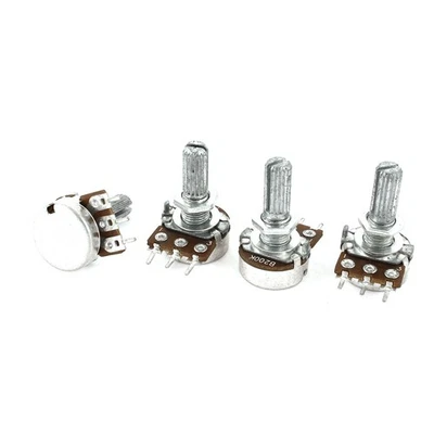 4Stück Einzel Linear Knurled Wellensteuerung Volume Potentiometer 200K Ohm WH14 - Bild 1 von 2