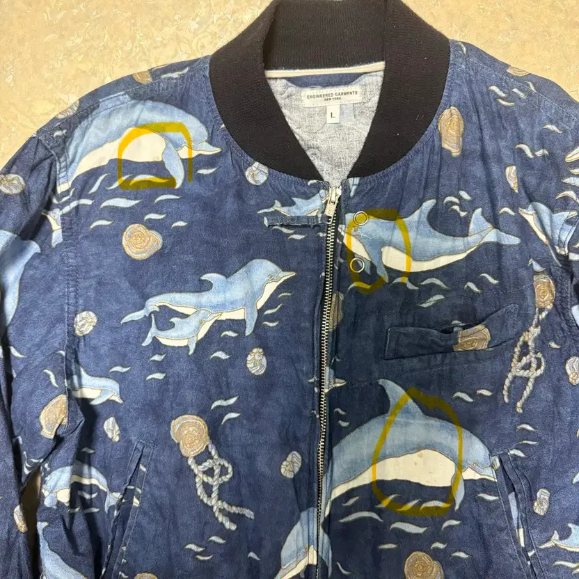 Engineered Garments Dolphin Pattern Aviator Jacke… - image 2