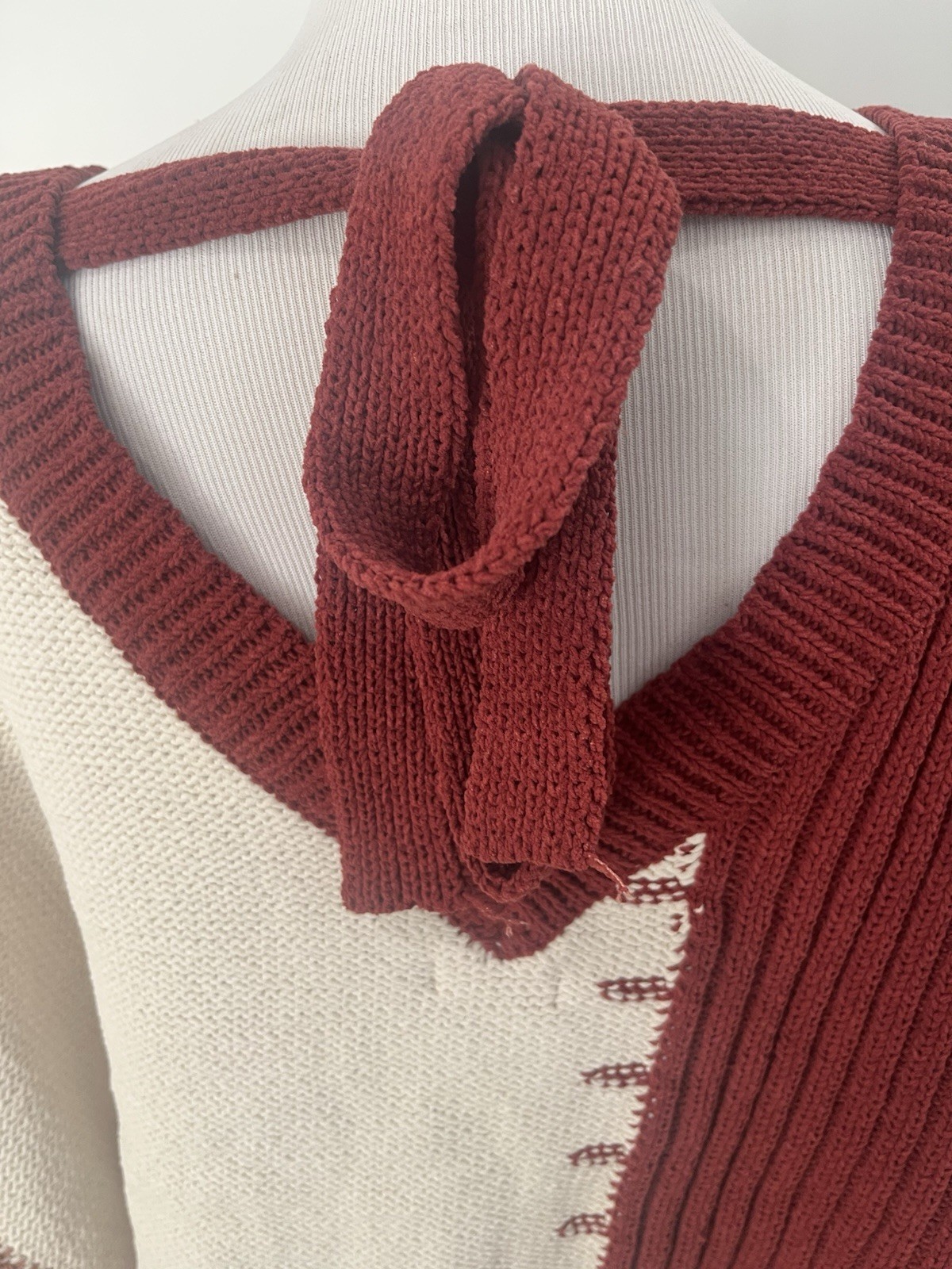 POL Patchwork Block Colored Cropped Sweater Size … - image 6