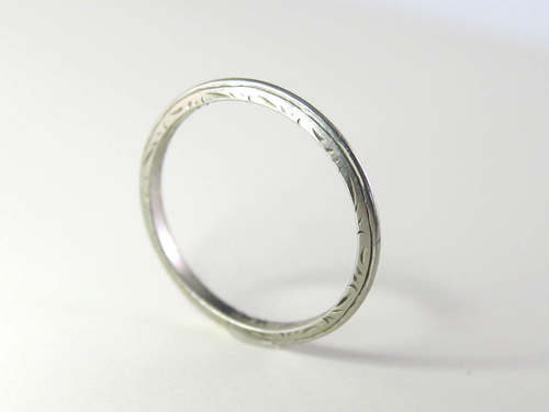 Vintage 18k Weißgold klassischer Hochzeitstag Größe 6,5 Ring Band 1,1g Stapel
