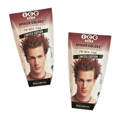 ICE Hair Spiker Colorz Colored Styling Glue RE-MIX-RED 1.69 fl oz - Pack of 2 -