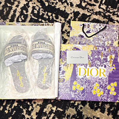 Brand New Christian Dior Grey Sandals With Box Size 37 US 7