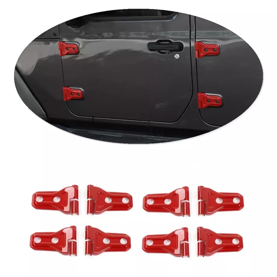 8Pcs Red Door Hinge Protector Cover Trim Set For Jeep Wrangler JL JT 2018-2022