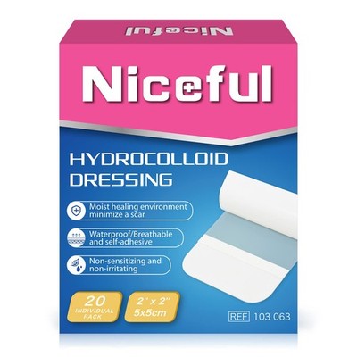 Niceful 20 Count Hydrocolloid Bandages 2'' x 2'', Wound x (20 Dressings) 